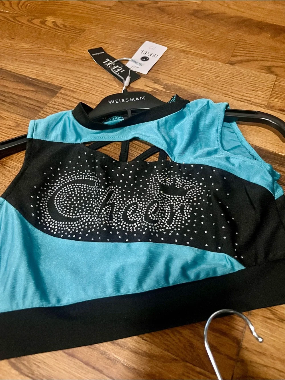 New 2 Piece Cheerleading Uniform Outfit Sleeveless Crop Top w/ Skirt cheer sz 8